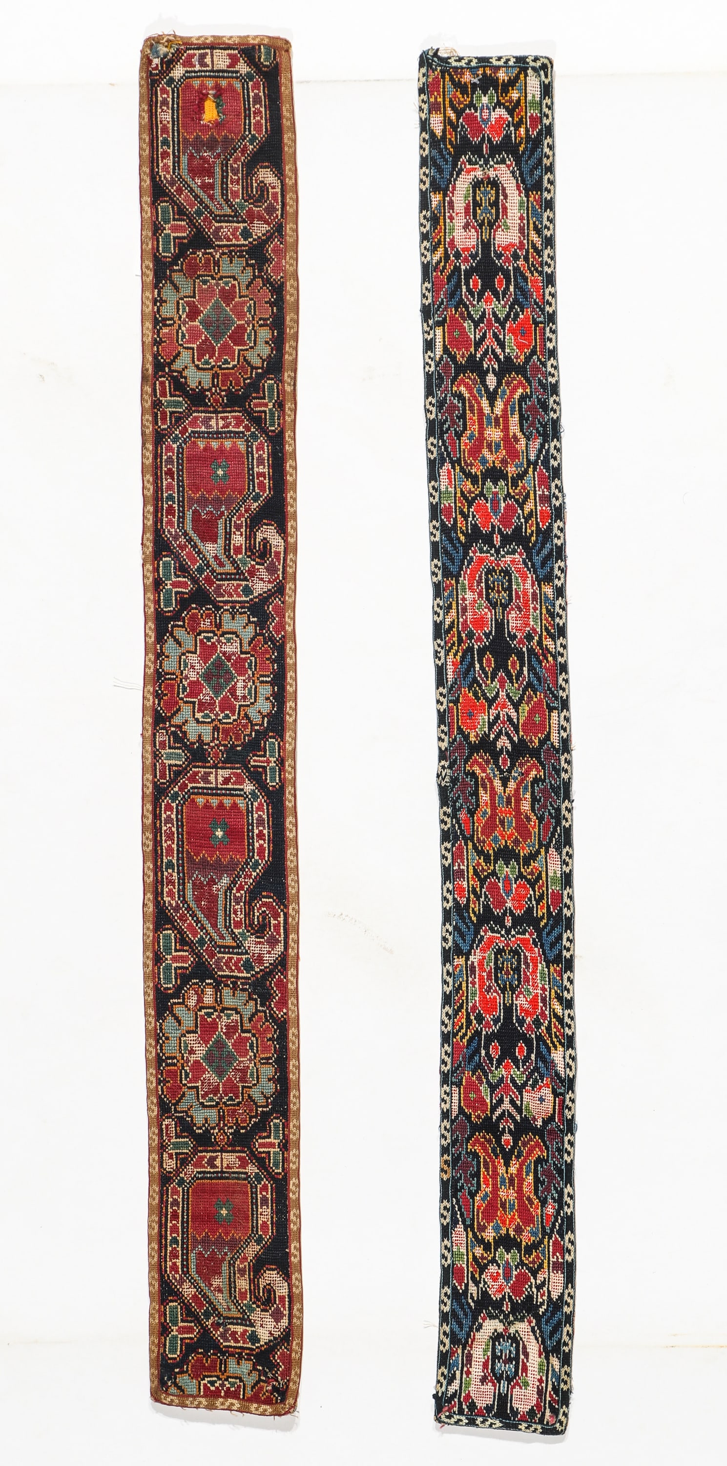 2 Central Asian Uzbek Silk Petit Point Belts, 19th C. (1 of 3)