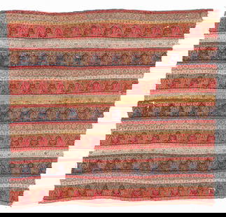 Early 19th C. Kashmir Shawl Fragment, India: Early 19th C. Kashmir Shawl Fragment. Wool. Size: 4'6'' x 4'3'' (137 x 130 cm).