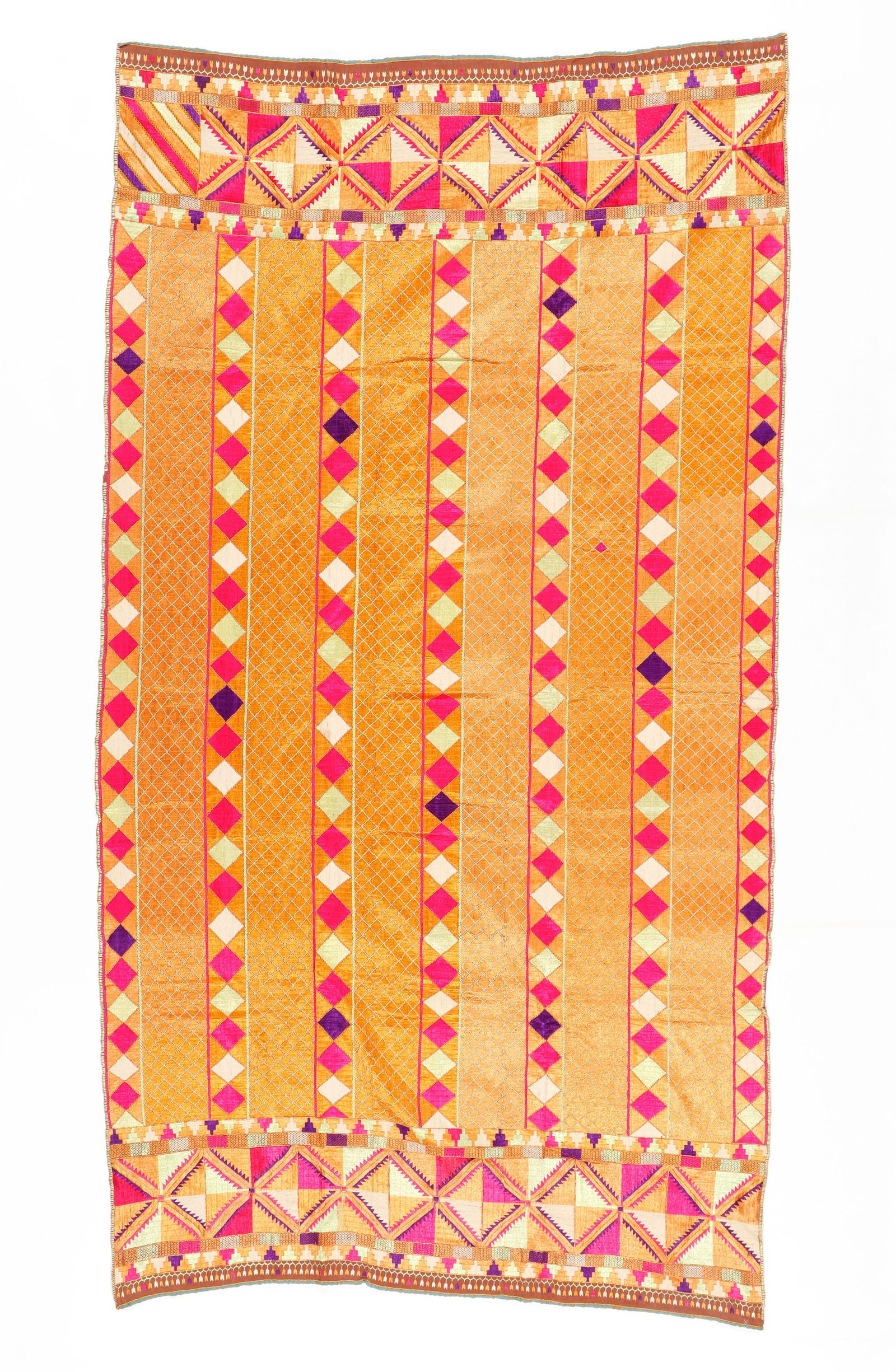 Indian Phulkari Silk Embroidered Textile (1 of 4)