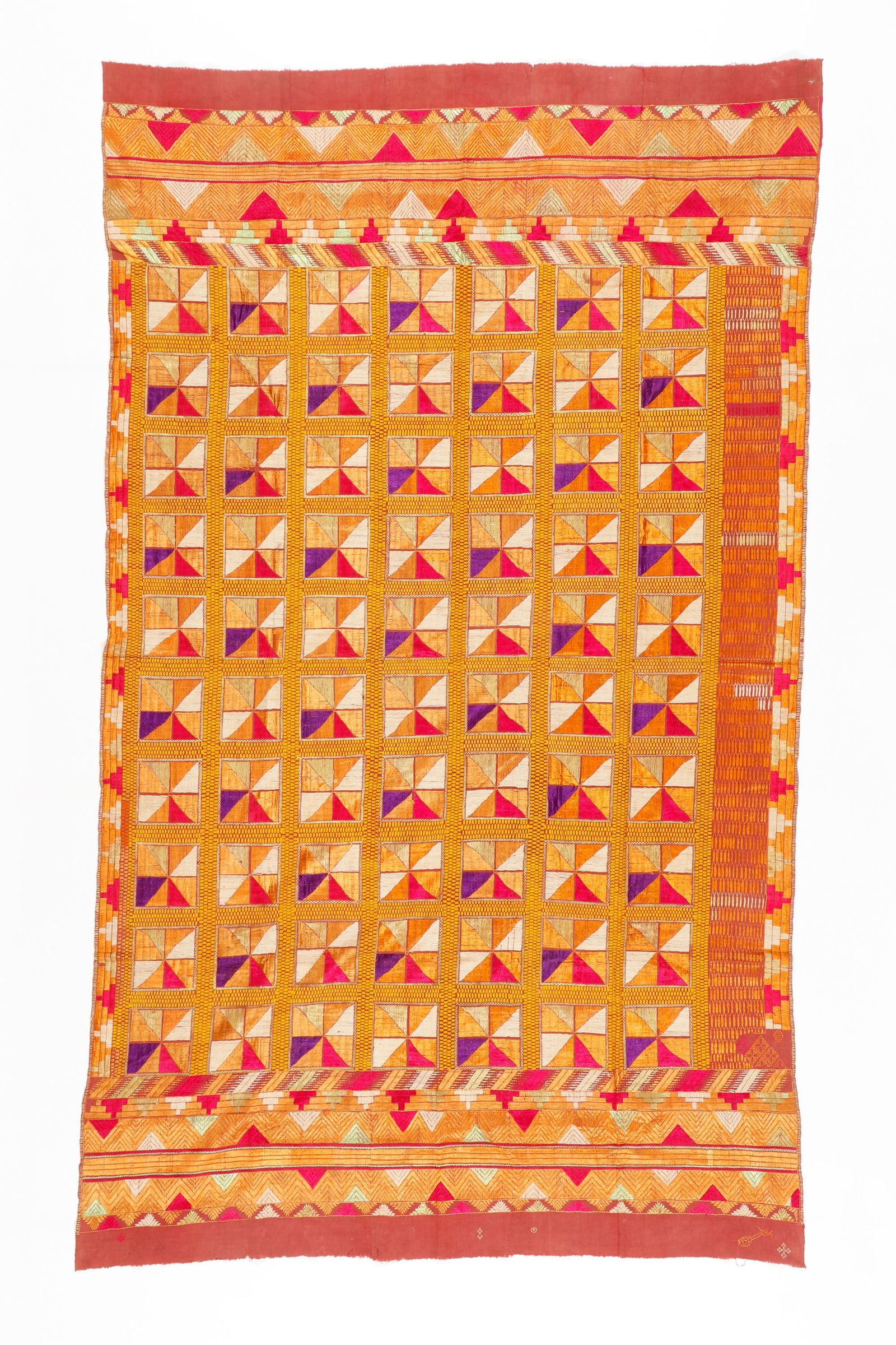 Indian Phulkari Silk Embroidered Textile (1 of 4)