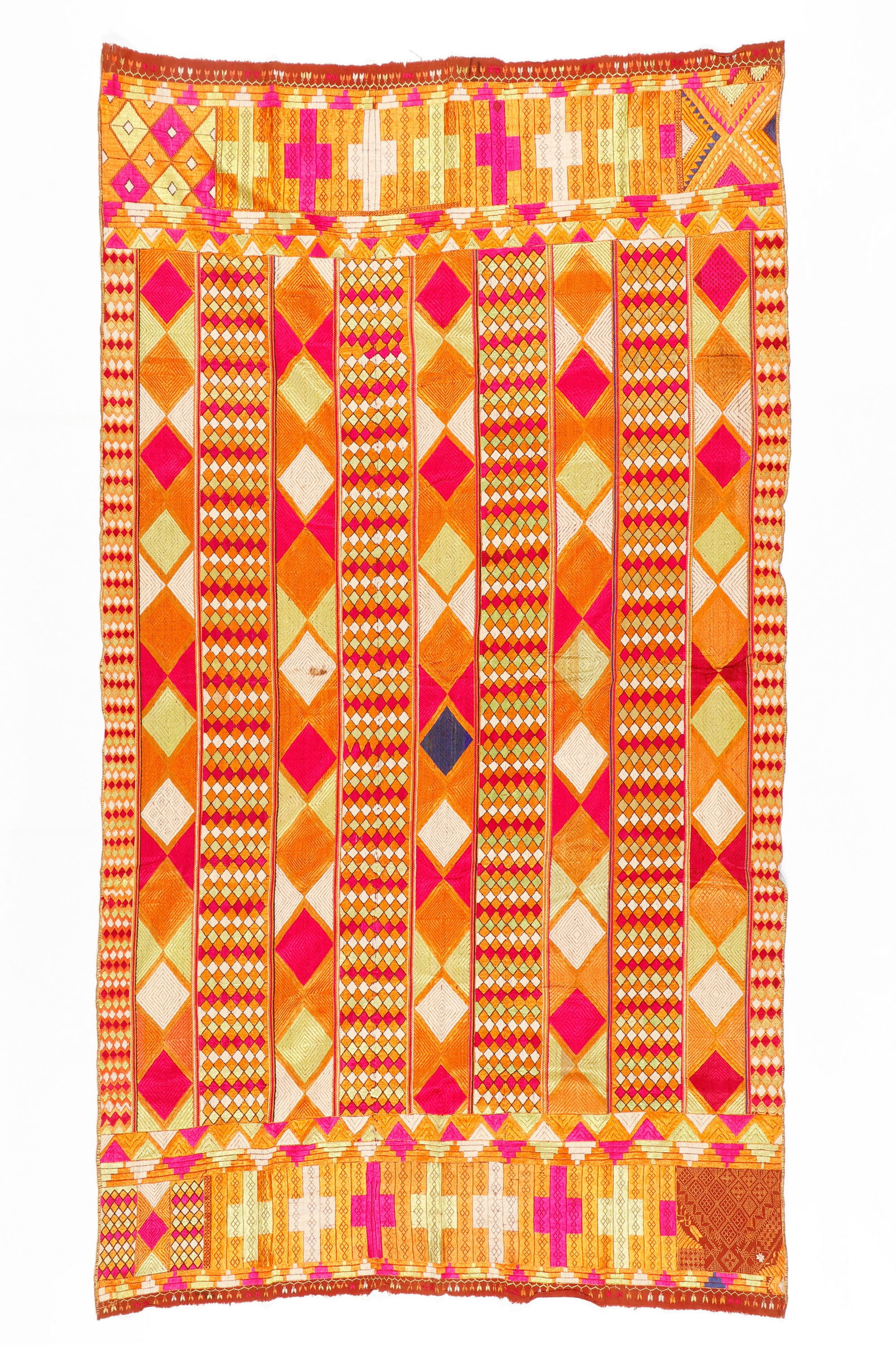 Indian Phulkari Silk Embroidered Textile (1 of 4)