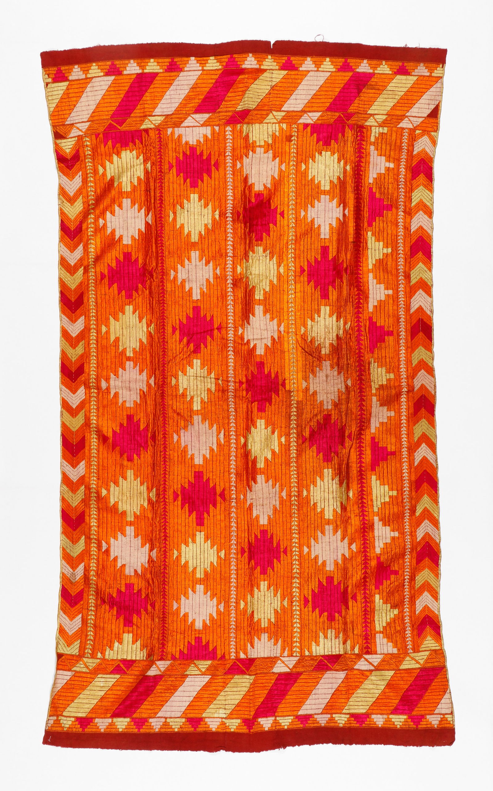 Indian Phulkari Silk Embroidered Textile (1 of 4)
