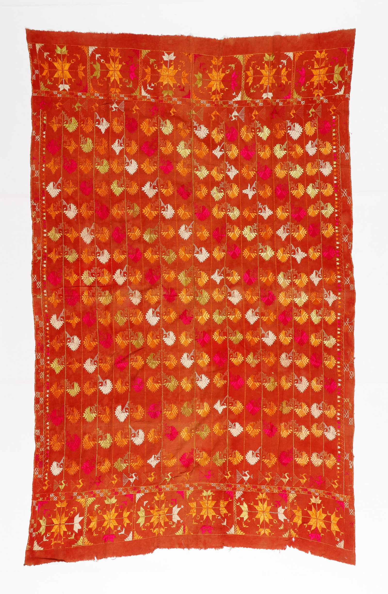 Indian Phulkari Silk Embroidered Textile (1 of 4)