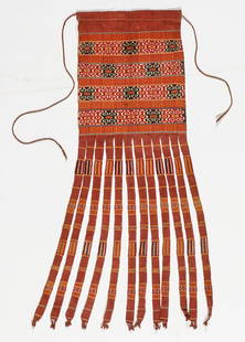 Indonesian Headhunter Skirt, Timor, Early 20th C.: Indonesian Headhunter Skirt, Timor, Early 20th C.cotton, tapestry weave. Size: 31'' x 11'', 79 x 28 cm.