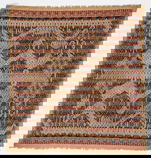 Antique Ceremonial Textile "Tampan" Ships Cloth, Lampung, Sumatra: Antique Ceremonial Textile "Tampan" Ships Cloth, Lampung, Sumatra. Size: 30'' x 28'' (76 x 71 cm).