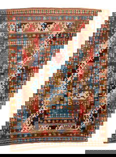 Kazak Rug, Caucasus, Ca. 1880, 4'11'' x 6'9'': Kazak Rug, Caucasus, Ca. 1880, 4'11'' x 6'9'' (150 x 206 cm). Weight: 14 lbs. Material: wool pile, wool warp, wool weft.