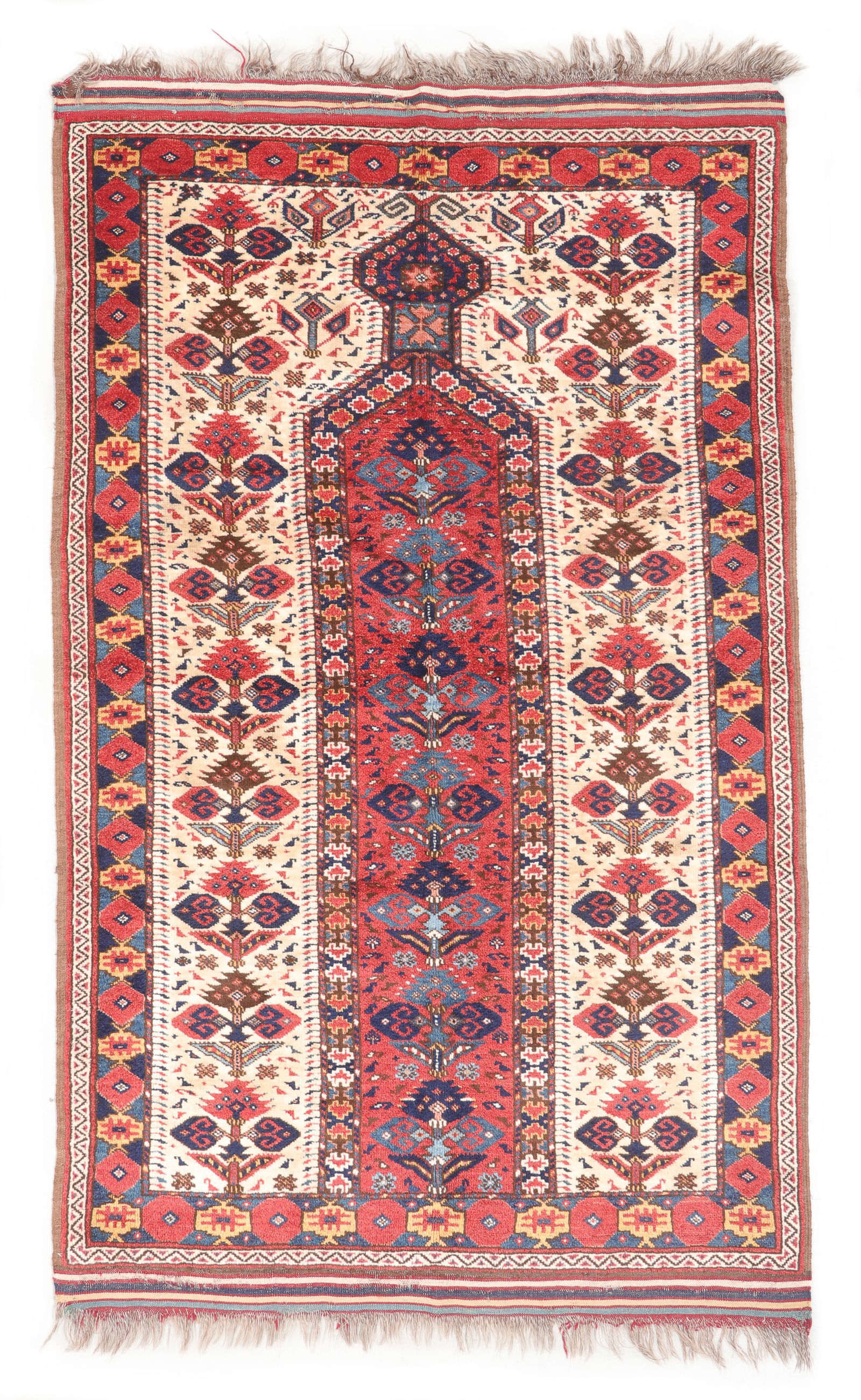 Central Asian Beshir Style Prayer Rug, Late 20th C., 3'7'' x 5'10'' (1 of 4)