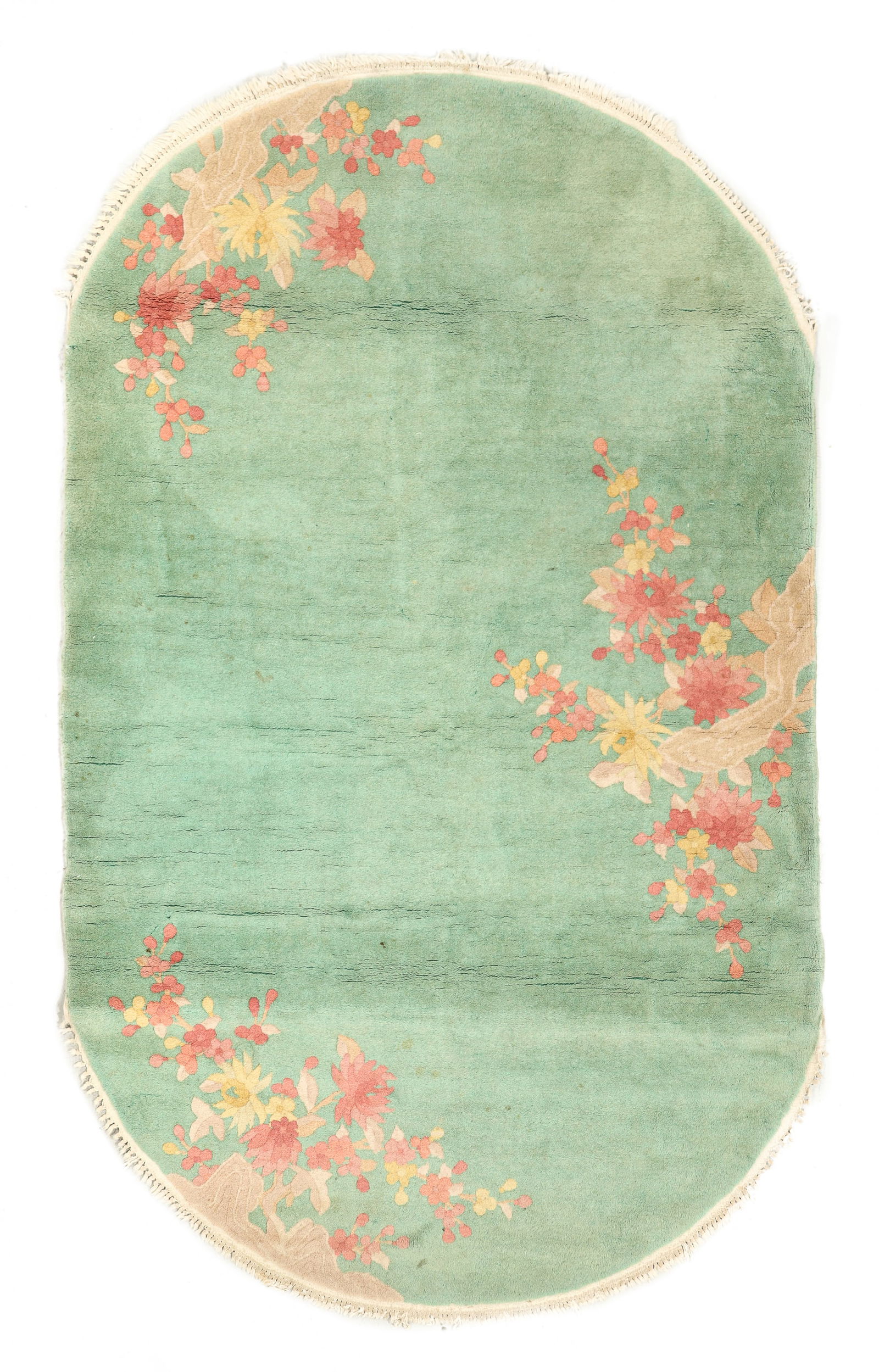 Chinese Art Deco Oval Rug, Early 20th C., 4'5'' x 7'4'' (1 of 4)