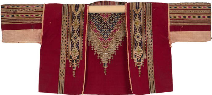 Syrian Tapestry Weave Short Jacket, 19th C.: Syrian Tapestry Weave Short Jacket, 19th C. Cotton and metal thread. Hanging display not included. Size: 17.5'' x 39'' (44 x 99 cm).