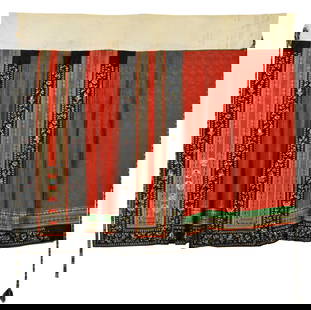 Antique Chinese Skirt, or Double Apron: Antique Chinese Skirt, or Double Apron. Silk with silk and metal thread embroidery. Size: 40'' x 46'' (102 x 117 cm). A wedding skirt, or double apron, comprised of a pair of wide pleated panels worn