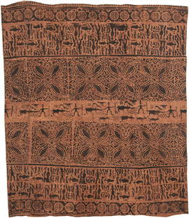 Indonesian Tapa Cloth Skirt, Sulawesi, Early 20th C.: Indonesian Tapa Cloth Skirt, Sulawesi, Early 20th C. Size: 51'' x 58'' (130 x 147 cm). For years tapa making was one of the most essential and sophisticated plant fiber technologies in the Pacific Isl