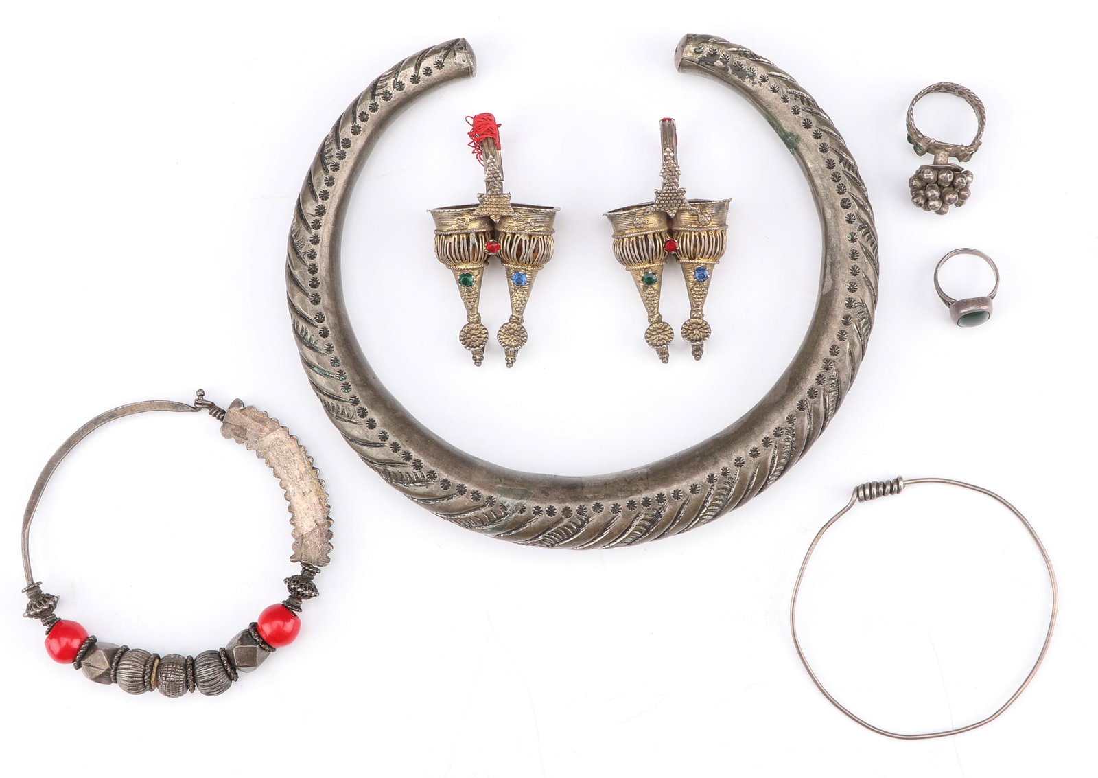 Indian Tribal Rings, Earrings, and Necklace (1 of 5)