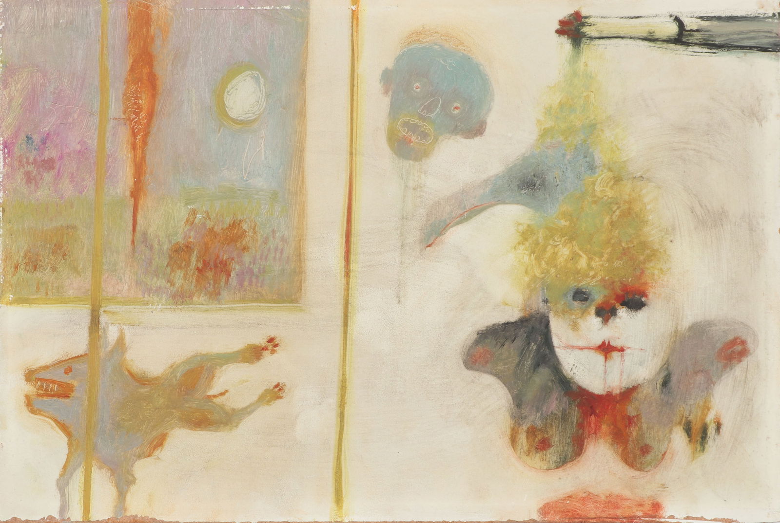 American School (Mid 20th c.) Surreal Painting: American School (Mid 20th c.) Surreal Painting, oil painting on board, in the manner of Sidney Goodman (1936-2013), unsigned. Unframed. Size: 8'' x 11.75'', 20 x 30 cm (board).