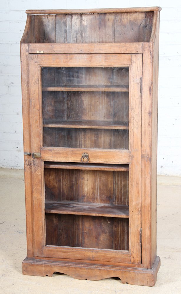 Anglo Indian Teak Wall Cabinet: Anglo Indian Teak Wall Cabinet, early 20th c. Dimensions: 48-1/2 x 24 x 7 inches. Property of Michaelian and Kohlberg.