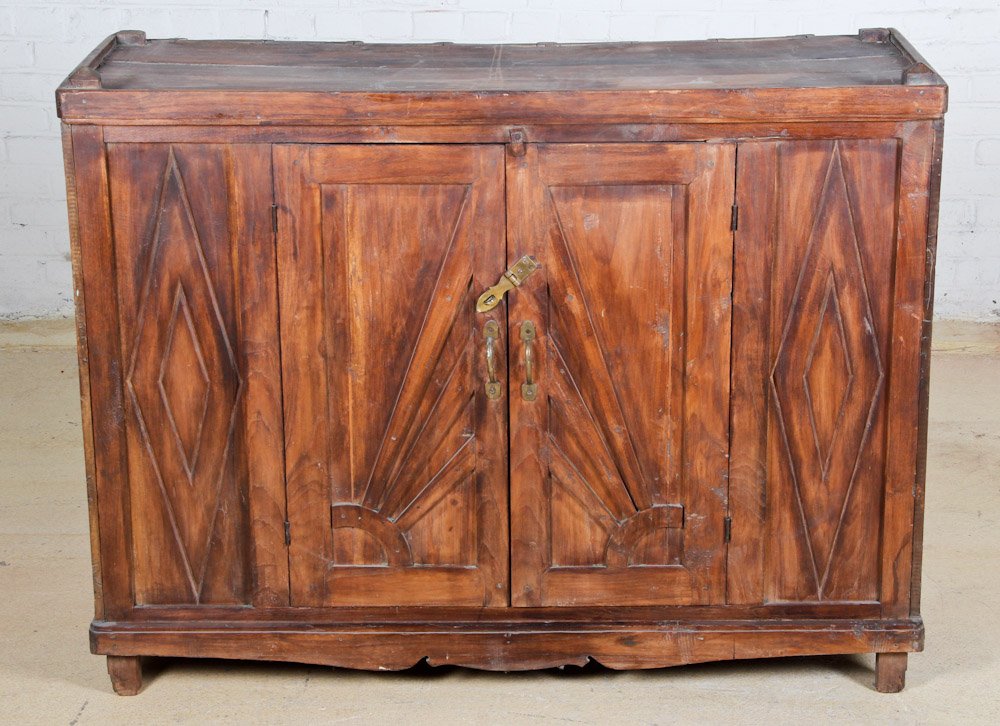 Anglo Indian Teak Sideboard: Anglo Indian Teak Sideboard, early 20th c. Dimensions: 38 x 20 x 49-1/2 inches. Property of Michaelian and Kohlberg.