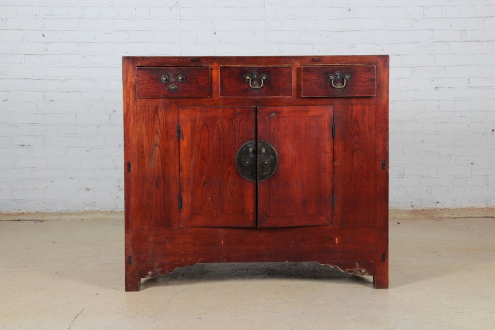 Chinese Shandong Cabinet: Chinese Shandong Cabinet, circa 1900, elm, hardware. Dimensions: 49 x 44 x 23 inches. Property of Michaelian and Kohlberg.