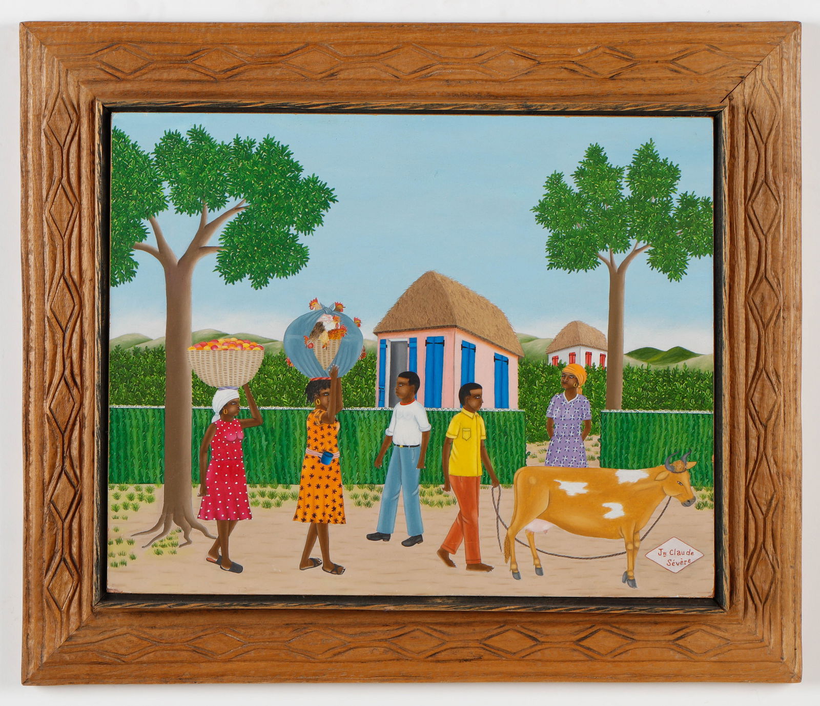 Jean-Claude Severe (Haitian/Cap-Haitien, b. 1950's) Village Scene (1 of 3)