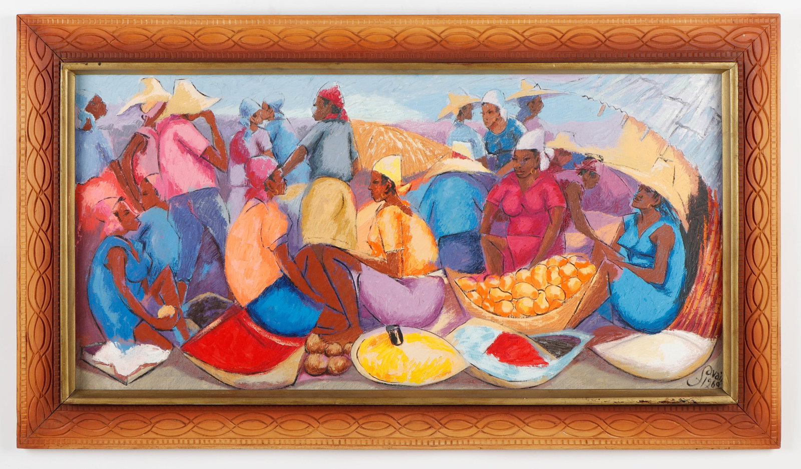 Petion Savain (Haitian, 1906-1973) Market Scene, 1969 (1 of 3)