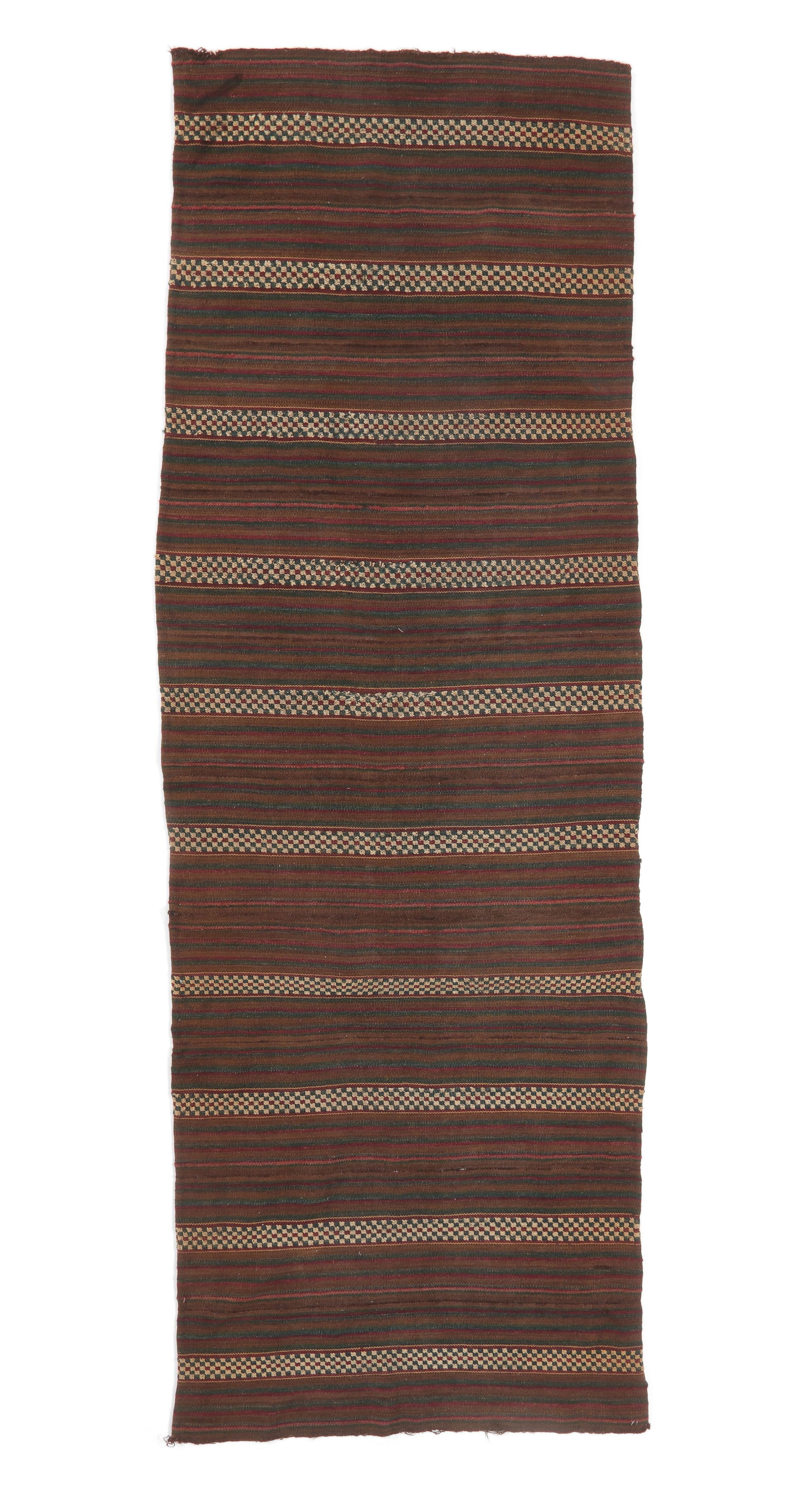 Striped Flatweave Runner, Tibet, Late 19th C., 2'7'' x 7'11'' (1 of 3)