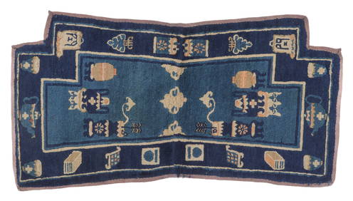 Blue Tibetan Saddle Rug - Ca 1920's Blue Tibetan Saddle Rug - Ca 1920's