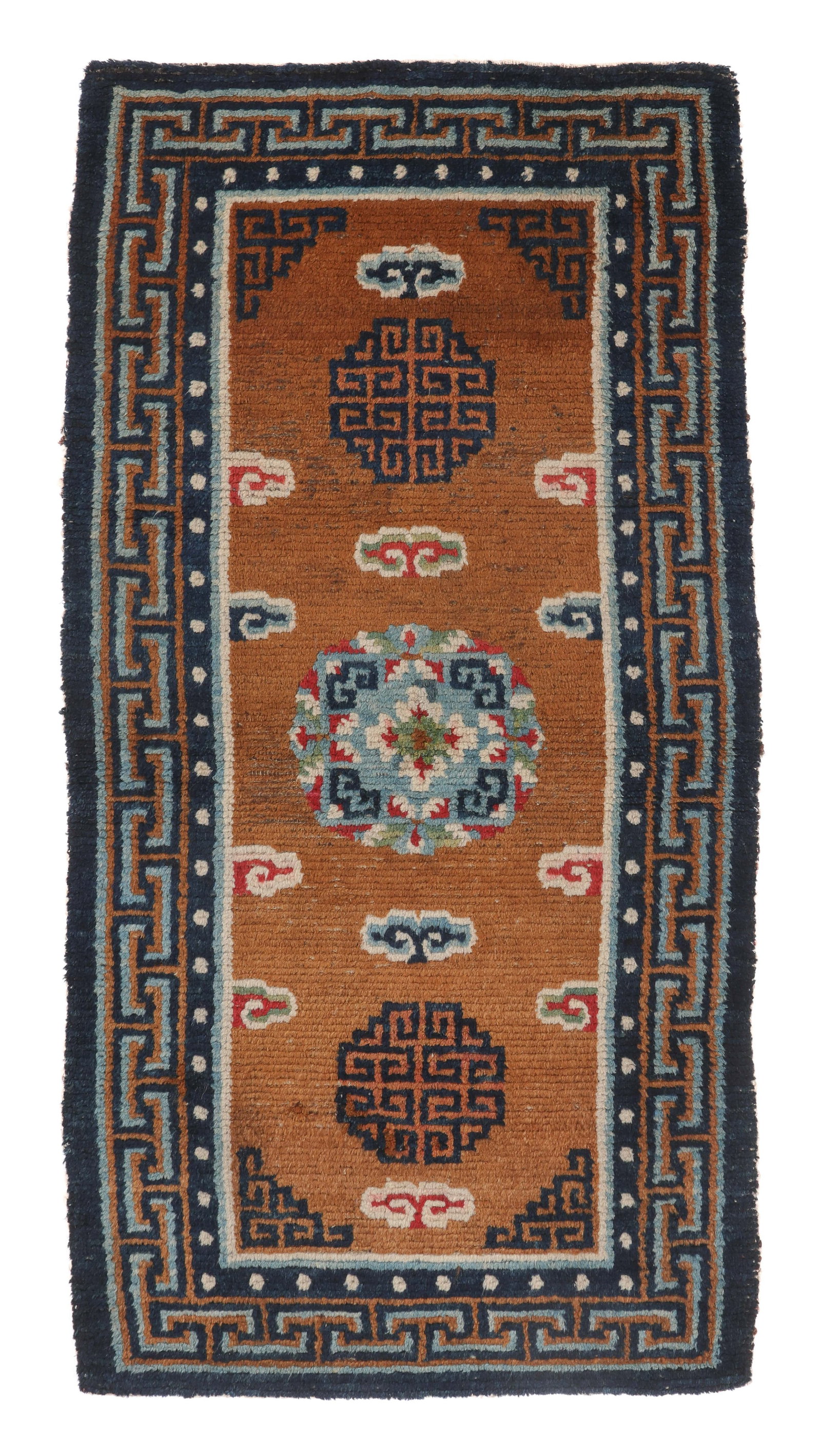 Fine Walnut Ground Khaden Rug, Tibet, Late 19th C., 2'4'' x 4'7'' (1 of 4)
