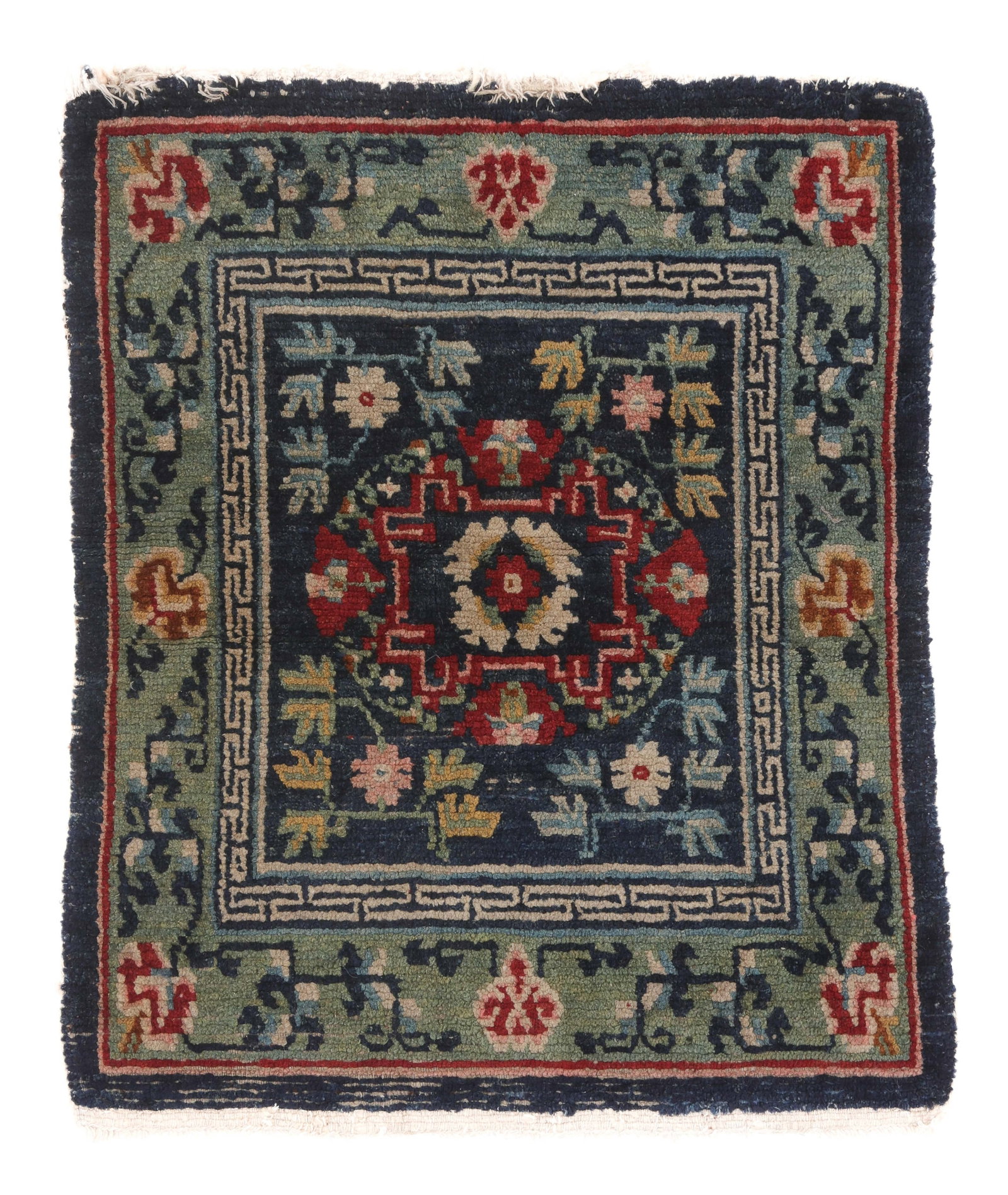 Seating/Meditation Rug, Tibet, Ca. 1900, 1'9'' x 2'0'': Seating/Meditation Rug, Tibet, Ca. 1900, 1'9'' x 2'0'' (53 x 61 cm). Weight: 2 lbs. Wool.