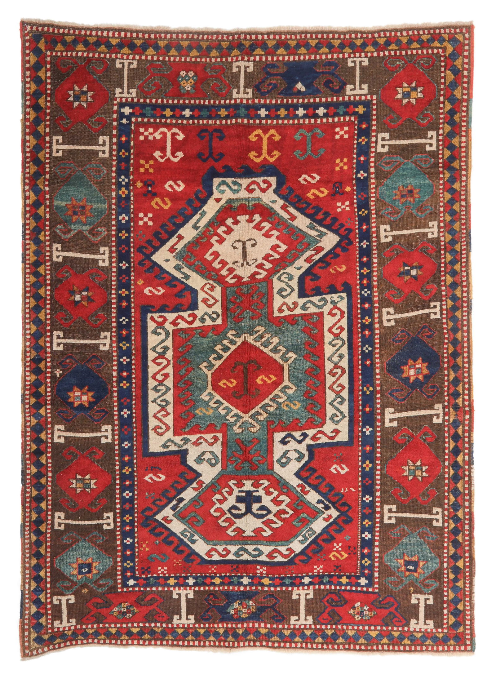 Sewan Kazak, Caucasus, Late 19th C., 4'7'' x 6'2'' (1 of 4)