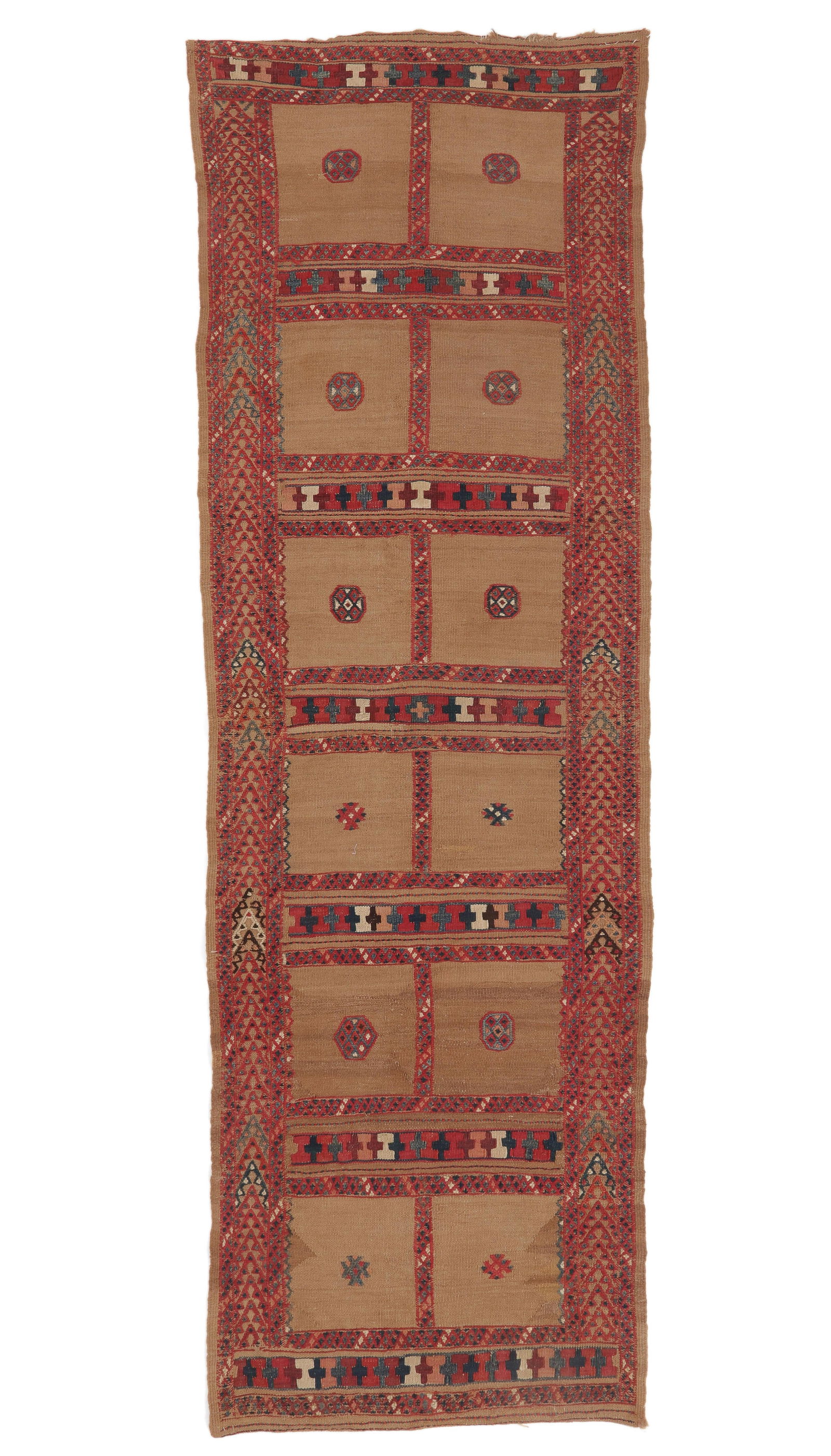 Unusual Kurd Flatweave, Possibly East Anatolia, Late 19th C., 2'6'' x 7'6'' (1 of 3)
