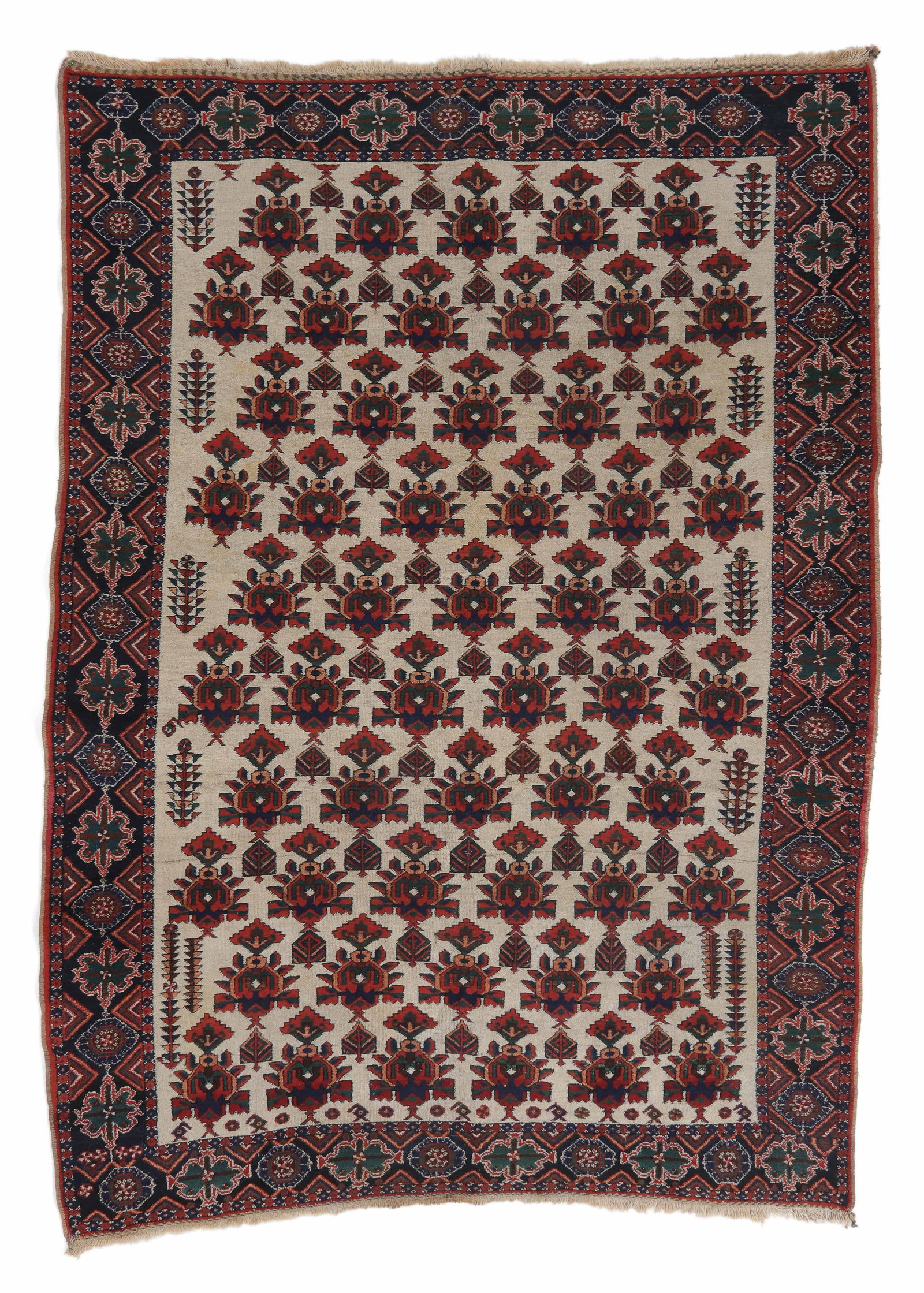 Ivory Field Afshar Rug, Persia, Ca. 1940, 5'0'' x 7'0'' (1 of 4)