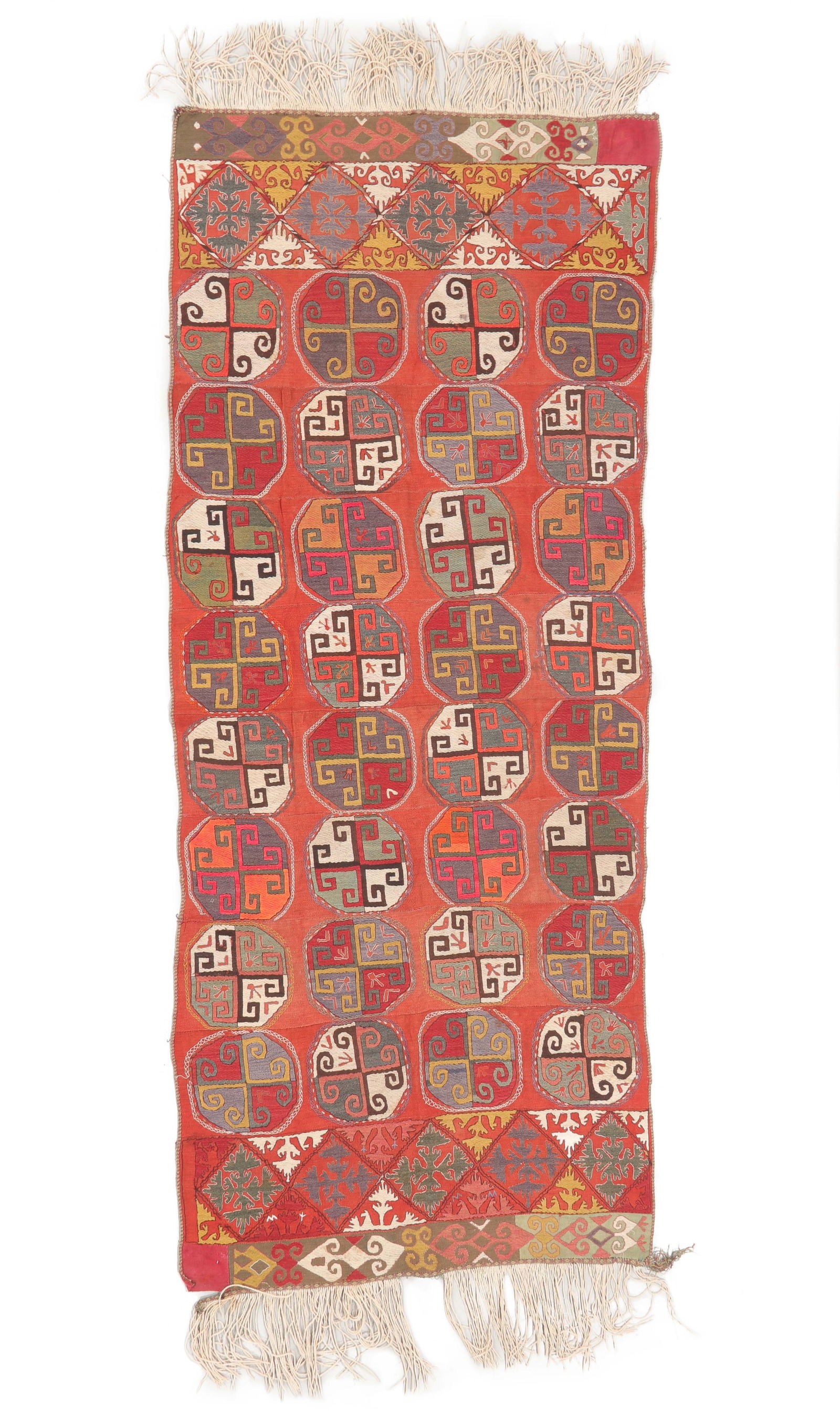 Turkmen Embroidered Kilim, Uzbekistan, Ca. 1940, 4'2'' x 10'2'' (1 of 3)