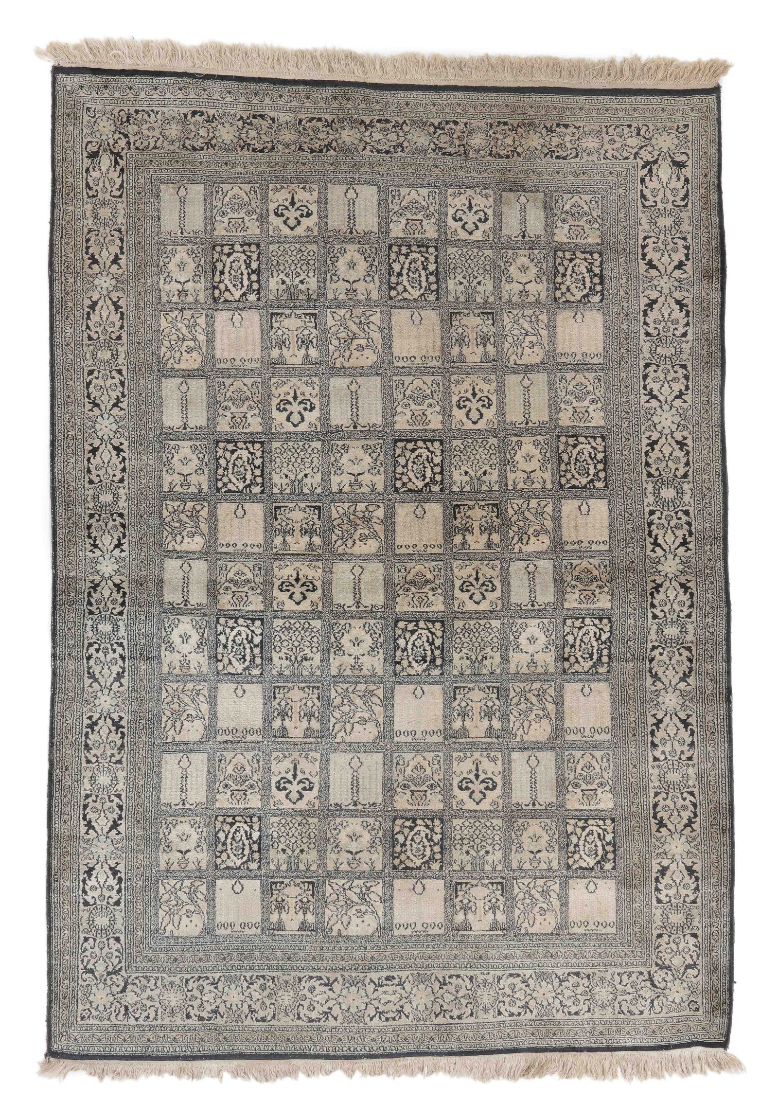 Qum Silk Rug, Persia, Mid/Late 20th C., 4'3'' x 5'9'' (1 of 4)