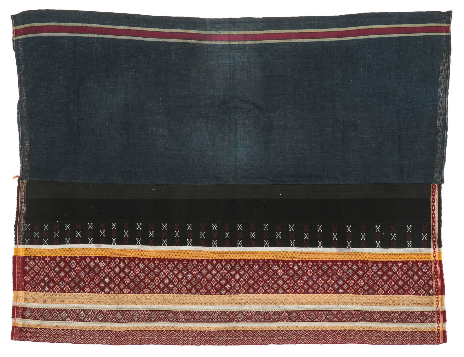 Woman’s Haka Chin Skirtcloth (hni tial), Early 20th C: Woman’s Haka Chin Skirtcloth (hni tial), Early 20th C. Silk and cotton. Size: 3'1'' x 4'10'' (94 x 147 cm). Ex. Studio Naenna, Chiang Mai, Thailand. Provenance: The Collection of Russell S. and Dona