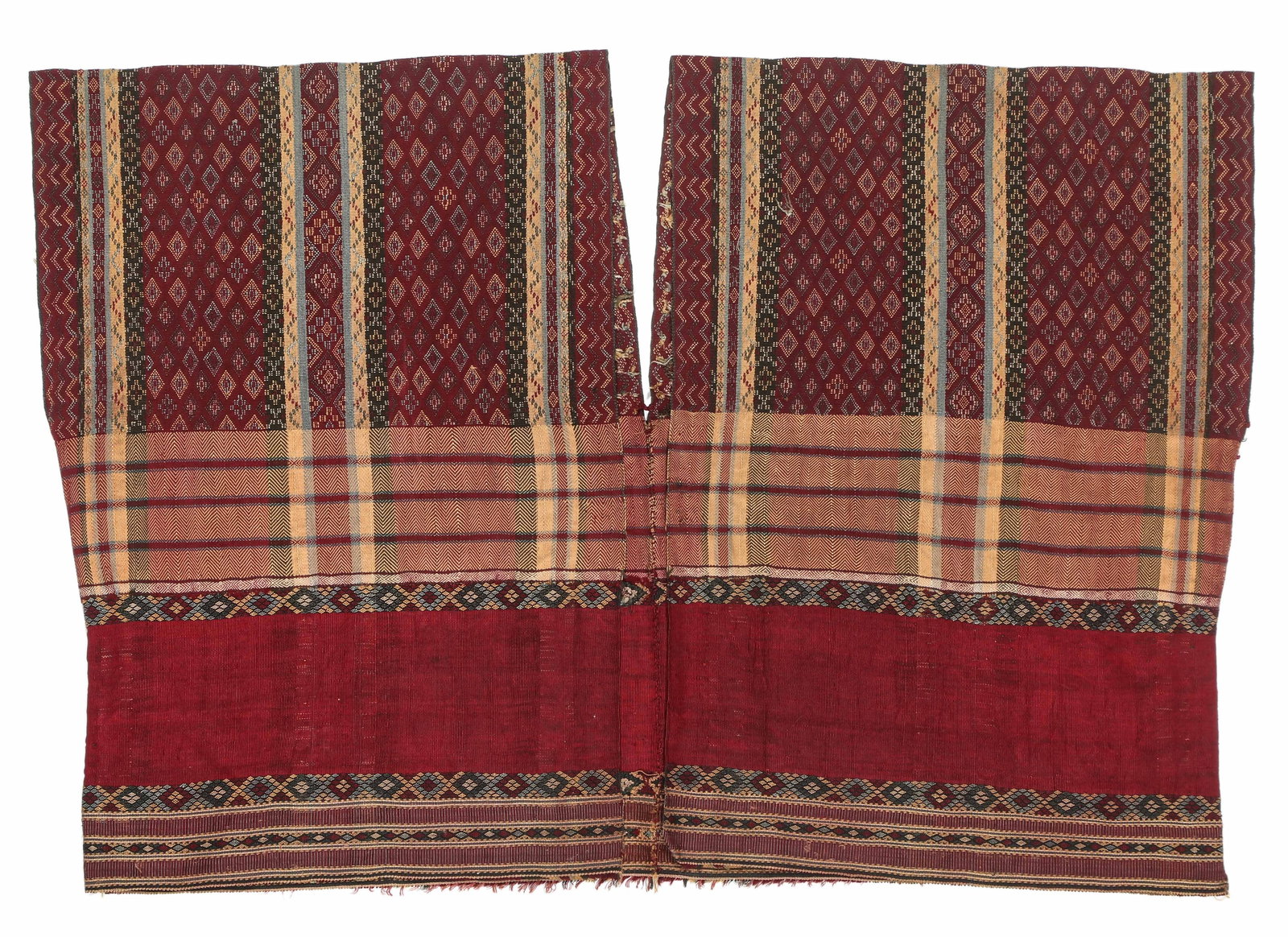Woman’s Haka Chin Skirtcloth (hni tial), Early 20th C.: Woman’s Haka Chin Skirtcloth (hni tial), Early 20th C. Silk and cotton. Size: 1'3'' x 1'9'' (38 x 53 cm). Ex. Chinalai, New York. Provenance: The Collection of Russell S. and Dona Fling, Columbus, O