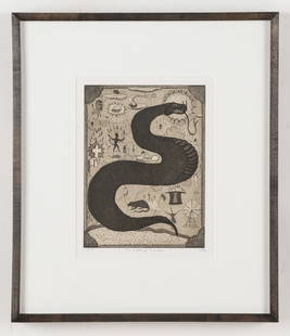 Tony Fitzpatrick (American, b. 1958) "The Viper of Canaan," 1992: Tony Fitzpatrick (American, b. 1958) "The Viper of Canaan," 1992, artist's proof etching, initialed, titled, dated, framed. Size: 11'' x 8.25'', 28 x 21 cm (sight); 18.5'' x 15.75'', 47 x 40 cm (frame