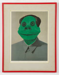 David Gilhooly (American, 1943-2013) "Chairman Mao Tse-Toad": David Gilhooly (American, 1943-2013) "Chairman Mao Tse-Toad," lithograph print amended with acrylic and ink. Size: 18'' x 13.25'', 46 x 34 cm (image); 25.25'' x 19.75'', 64 x 50 cm (frame). Artist Bio