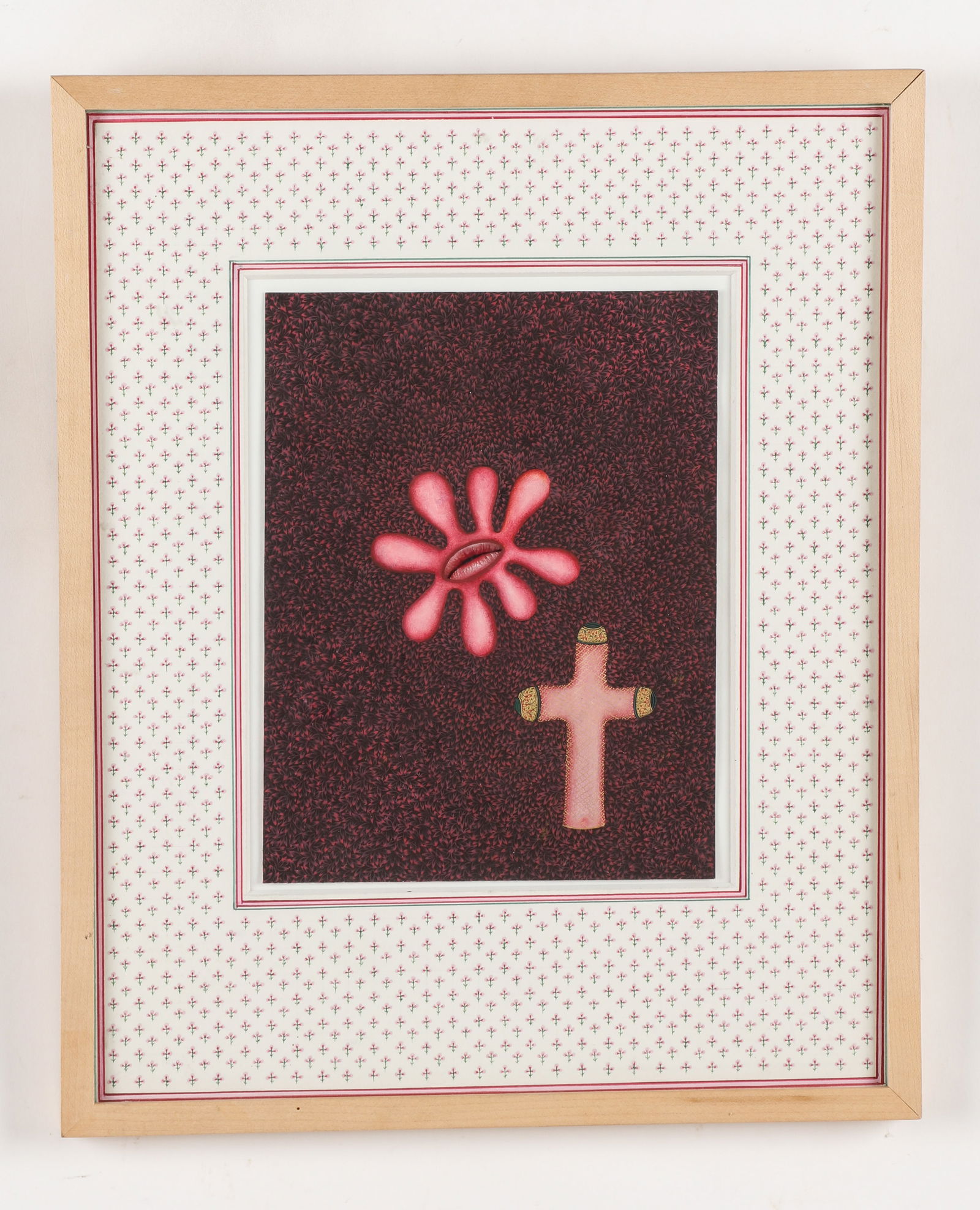 Alexander Gorlizki (British, b. 1967) "Kriss Cross," 2007: Alexander Gorlizki (British, b. 1967) "Kriss Cross," 2007; collage, gouache and gold leaf on paper, artist frame and mat. Gallery Joe, Philadelphia, PA. Size: 9'' x 6.75'', 23 x 17 cm (sight); 16'' x