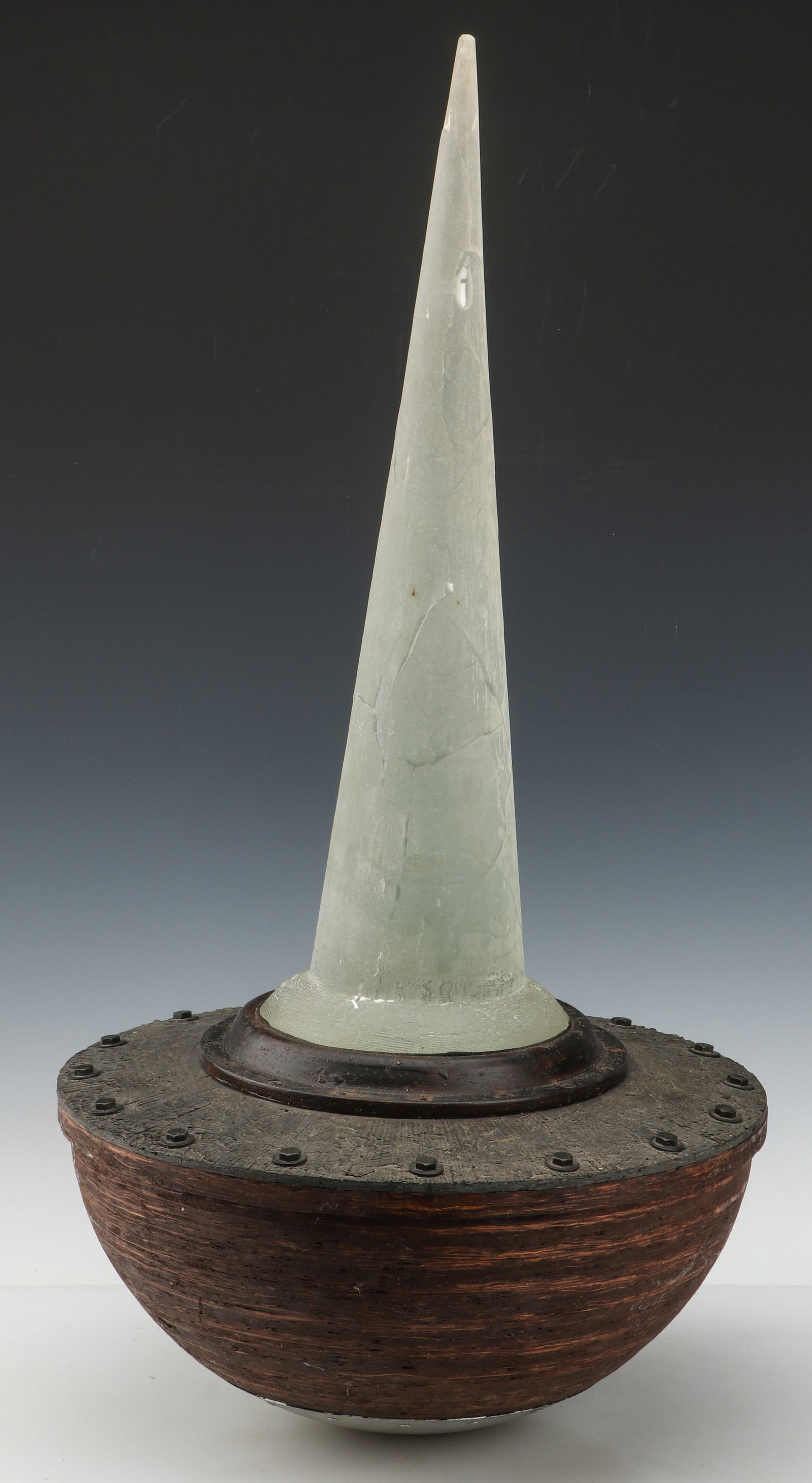 Sean Mercer (American, 20th century) Buoy Form Sculpture, 1998: Sean Mercer (American, 20th century) Buoy Form, 1998, cast glass, wood, metal. Heritage, 7/8/21, Lot 27045; Freeman's, 7/20/16, Lot 244A. Size: 32'' x 17'' x 17'' (81 x 43 x 43 cm). Provenance: The Ro