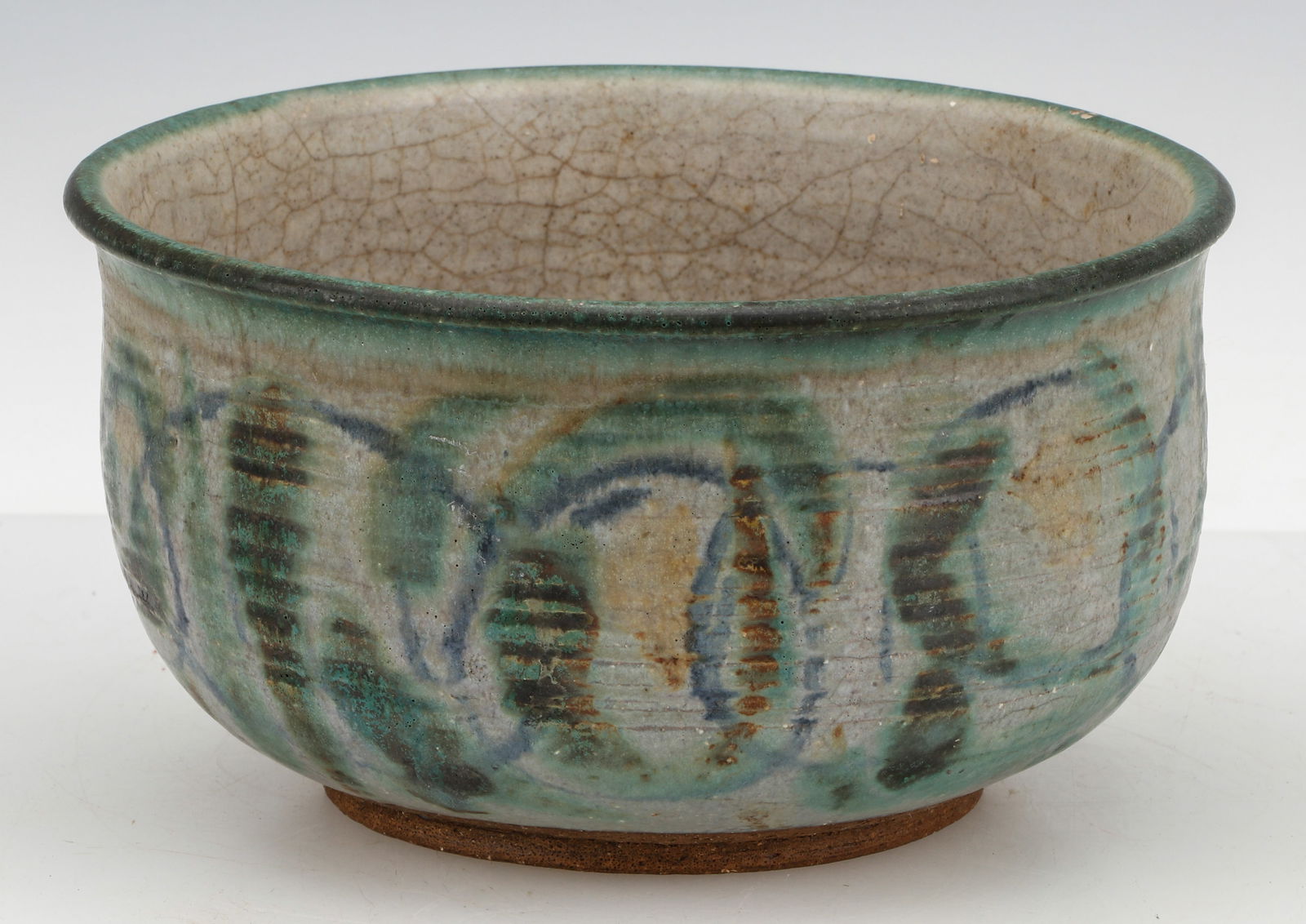 Emma Lane Elkins (American, 1925-2007) Ceramic Bowl: Emma Lane Elkins (American, 1925-2007) Ceramic Bowl Size: 4.75'' x 8.75'' x 8.75'' (12 x 22 x 22 cm). Provenance: The Robert L. Pfannebecker Collection. Artist Biography: Emma Lane Elkins was born on