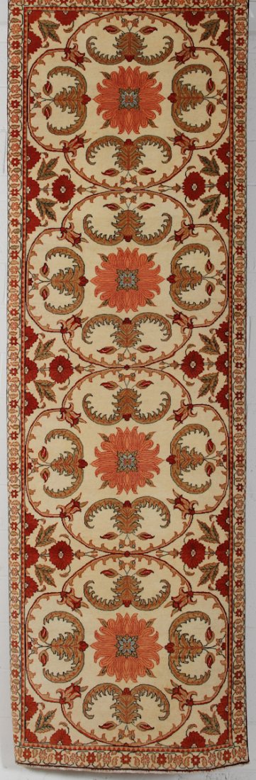 Fine Agra Runner Carpet: Fine Agra Runner Carpet, India. Size: 3'8" x 11'3". Cost for us to pack and ship this item via UPS GROUND in the continental USA (includes insurance, with signature required): $40.