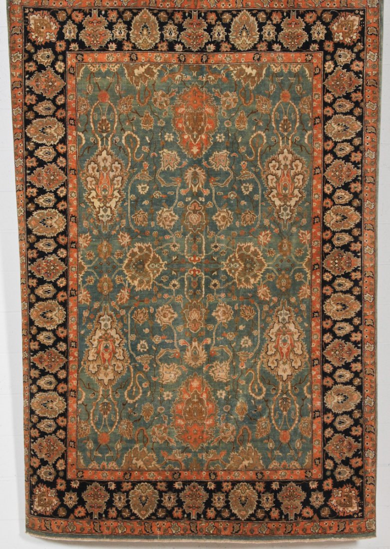 Fine Classical Agra Carpet: Fine Classical Agra Carpet, India, modern, excellent natural dye palette, low pile, areas of wear. Size: 6' x 10'6". Cost for us to pack and ship this item via UPS GROUND in the continental USA (inclu