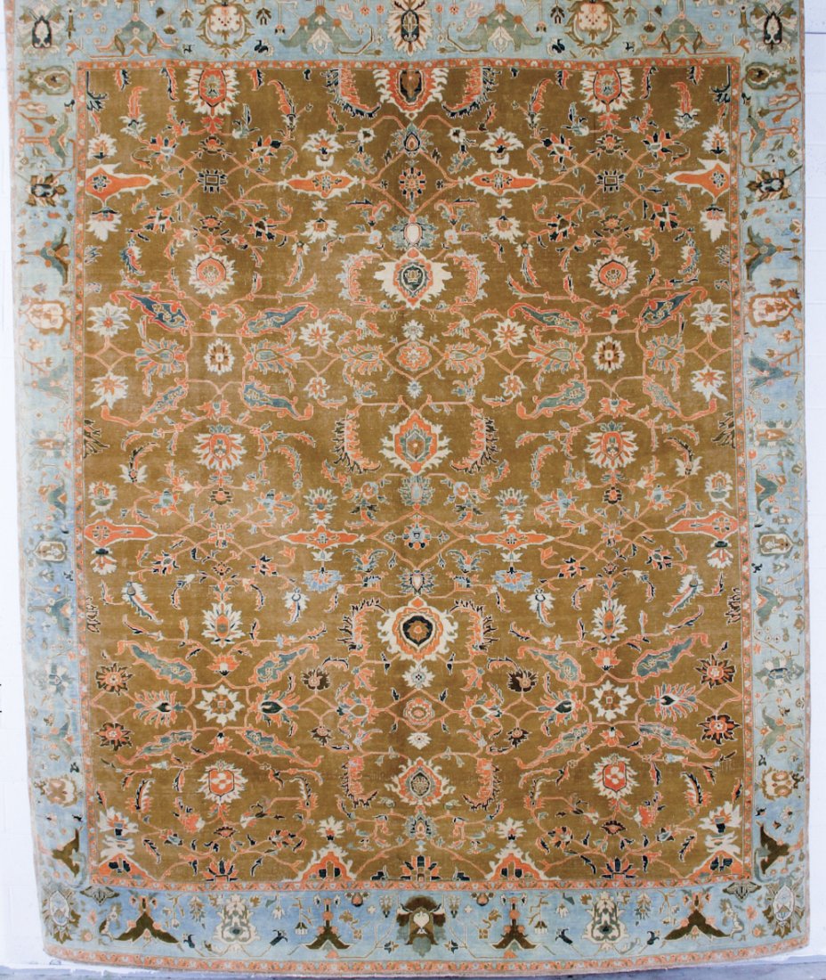 Classical Agra Carpet: Classical Agra Carpet, India, modern, excellent color. Size: 9' 10" x 12'. Cost for us to pack and ship this item via UPS GROUND in the continental USA (includes insurance, with signature required): $