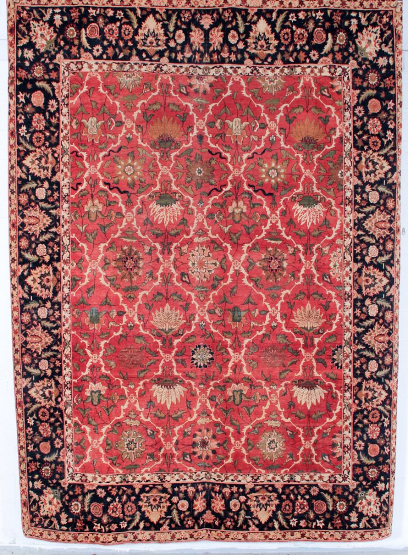 Fine Agra Carpet: Fine Agra Carpet, India, modern. Size: 9' x 12' 3". Cost for us to pack and ship this item via UPS GROUND in the continental USA (includes insurance, with signature required): $95.