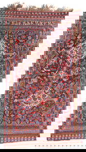 Khamseh Rug, Persia, Ca. 1875, 4'5'' x 7'9'': Khamseh Rug, Persia, Ca. 1875, 4'5'' x 7'9'' (135 x 236 cm). Weight: 14 lbs. Material: wool pile, wool warp, wool weft. Provenance: Ex. Eric Jacobson Collection. Portland, Oregon. Provenance: Ex.