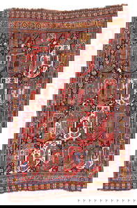 Khamseh Mother/Child Boteh Rug, Persia, Ca. 1875, 5'3'' x 8'3''