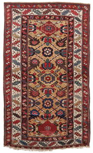 Kurd Rug, Transcaucasus, Ca. 1875, 3'11'' x 6'9'': Kurd Rug, Transcaucasus, Ca. 1875, 3'11'' x 6'9'' (119 x 206 cm). Weight: 10 lbs. Material: wool pile, wool warp, wool weft. Missing portion of lower guard.