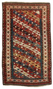 Karabagh Kazak Rug, Caucasus, Ca. 1875: Karabagh Kazak Rug, Caucasus, Ca. 1875, 3'4'' x 5'8'' (102 x 173 cm). Material: wool pile, wool warp, wool weft. Ex. Richard R. Markarian Collection, Cincinnati, OH. Provenance: The Collection of