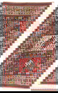Kazak Rug, Caucasus, Ca. 1875, 4'1'' x 7'0'': Kazak Rug, Caucasus, Ca. 1875, 4'1'' x 7'0'' (124 x 213 cm). Weight: 10 lbs. Material: wool pile, wool warp, wool weft.