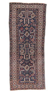 Kuba Rug, Caucasus, Ca. 1875, 3'6'' x 8'6'': Kuba Rug, Caucasus, Ca. 1875, 3'6'' x 8'6'' (107 x 259 cm). Weight: 13 lbs. Material: wool pile, wool warp, wool weft. Ex. Maryland estate.