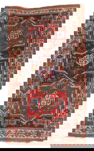 East Anatolian Kagizman Kurd Rug, Turkey, Ca. 1875, 3'9'' x 6'7'': East Anatolian Kagizman Kurd Rug, Turkey, Ca. 1875, 3'9'' x 6'7'' (114 x 201 cm). Weight: 8 lbs. Material: wool pile, wool warp, wool weft.