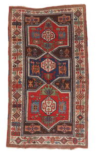 East Anatolian Kagizman Kurd Rug, Turkey, Ca. 1875, 3'9'' x 6'7'': East Anatolian Kagizman Kurd Rug, Turkey, Ca. 1875, 3'9'' x 6'7'' (114 x 201 cm). Weight: 8 lbs. Material: wool pile, wool warp, wool weft.